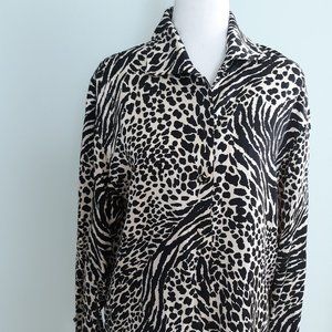 Adrianna Papell animal print silk shirt